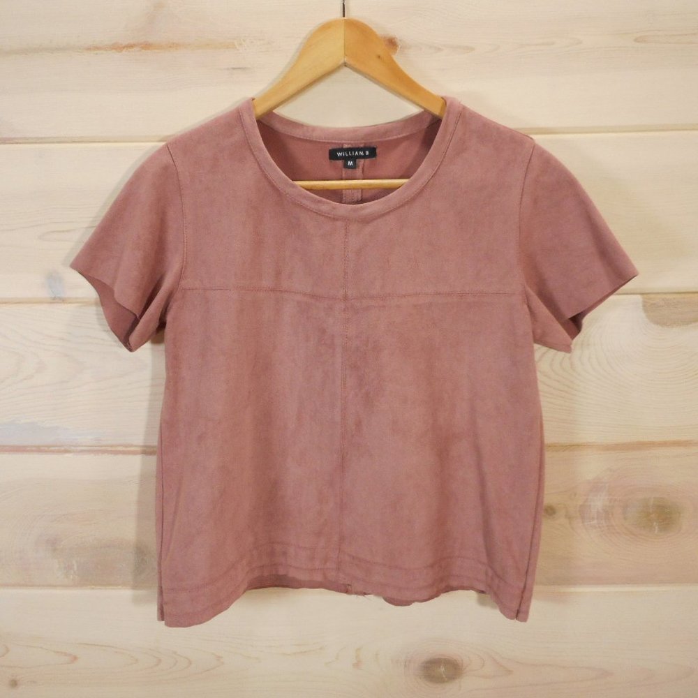 William B. Women's Size M Faux Suede Tee Pink Short Sleeve